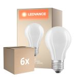 Fordelspakning 6x Osram Classic LED E27 Pære Filament Matt 11W 1521lm - 840 Kald Hvit | Dimbar - Erstatter 100W