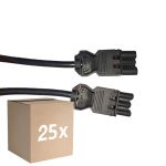 Fordelspakning 25x Noxion GST - Kompatibel Forlengelseskabel Svart - Male + Female - 5m - 3 pole 1,5mm2