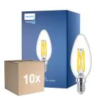 Fordelspakning 10x Philips MASTER LED E14 Mignon Filament Klar 5.9W 806lm - 922-927 Dim To Warm | Beste Fargegjengivelse - Dimbar - Erstatter 60W